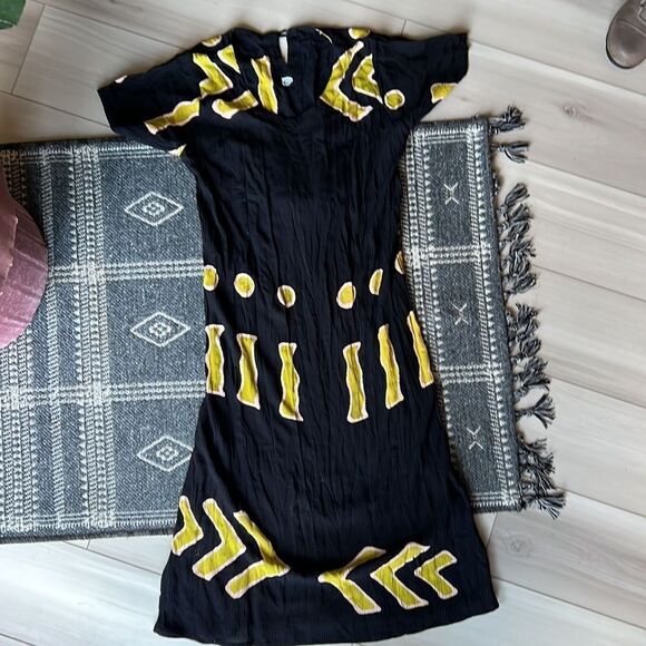 Aztec Print Long Dress Japanese Style size medium 100% cotton - Picture 3 of 4